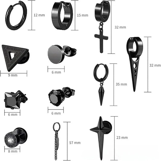 Σετ 12 ζευγάρια μαύρο ατσάλι-SET003