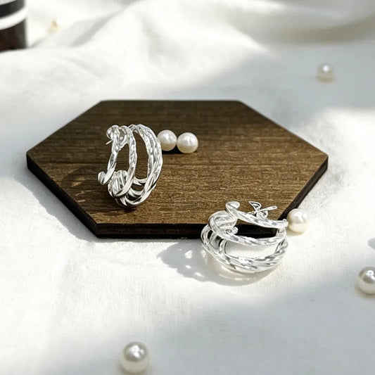 Pendientes estrella de mar de acero con piedras azules- EA681