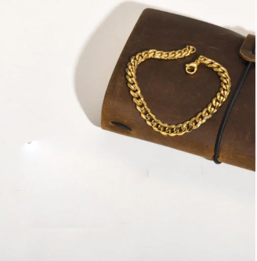 Βραχιόλι αντρικό αλυσίδα από ατσάλι χρυσό 7mm-BR193