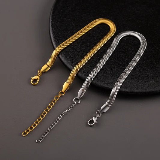 Βραχιόλι ασημί ατσάλι flat αλυσίδα-BR199