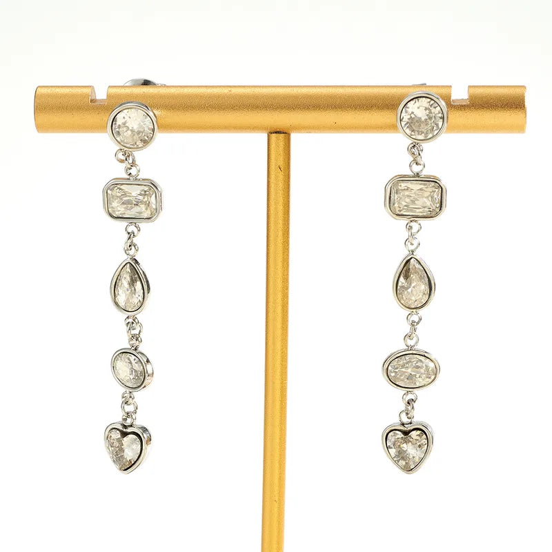 Starfish steel earrings with blue stones- EA681