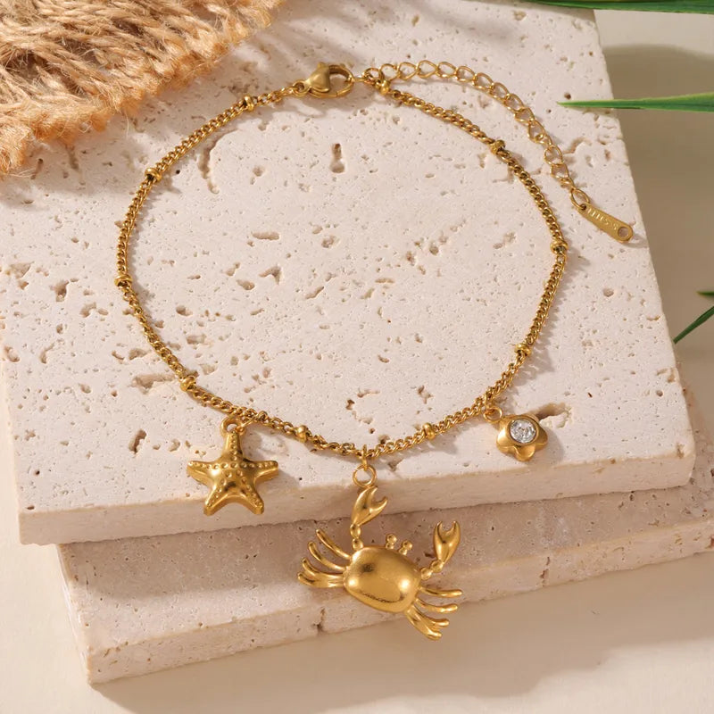 Βραχιόλι ποδιού ατσάλινο με καβούρι - ΑΝ040