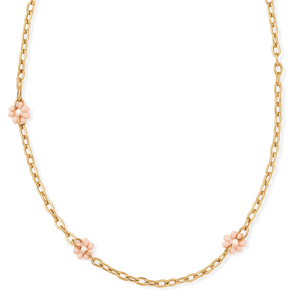 Brass gold daisies necklace - w313