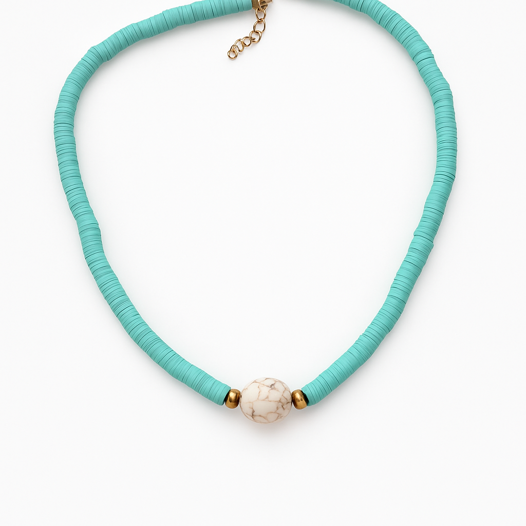 Necklace with blue beads - w350