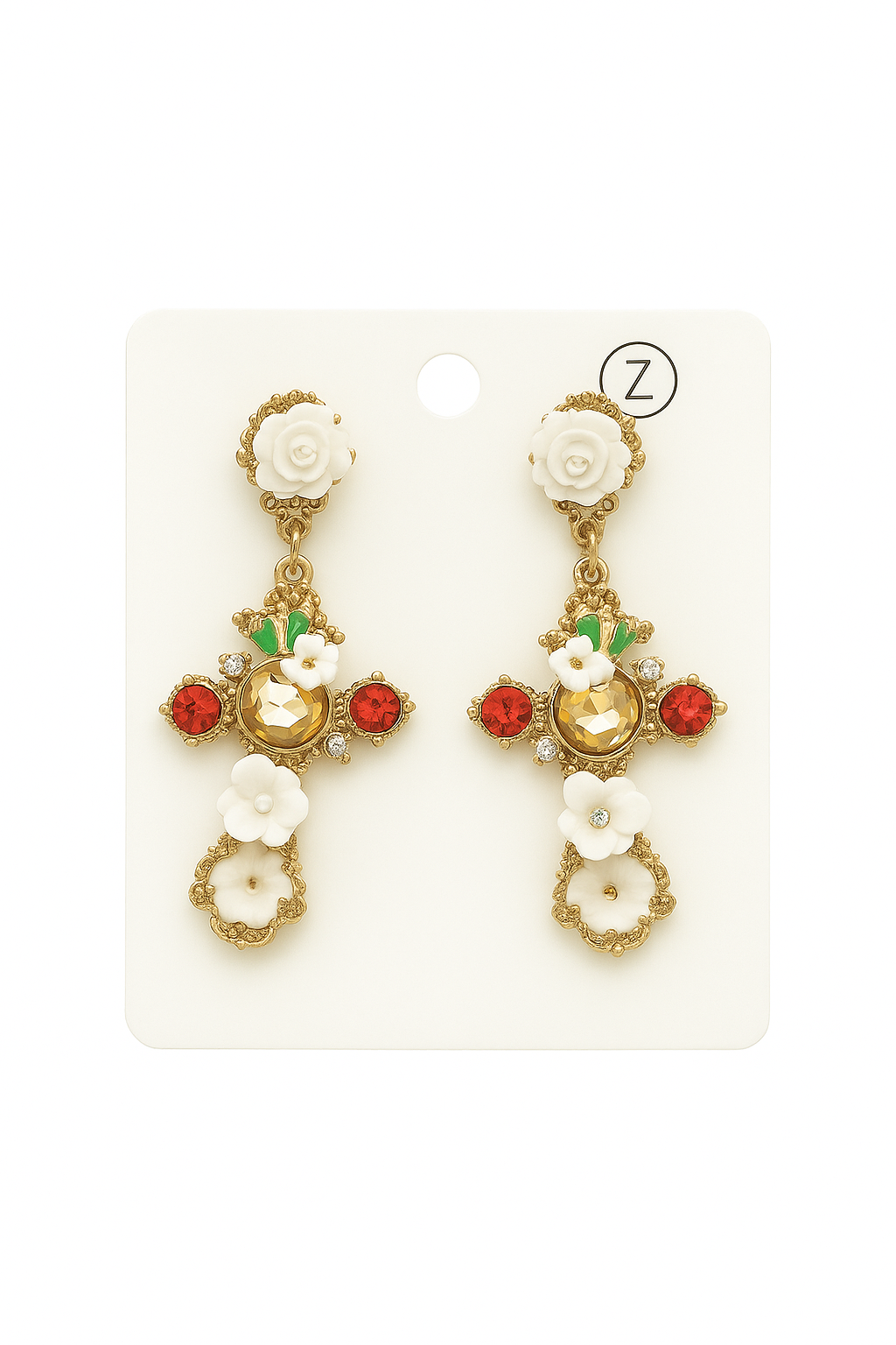 Brass Cross Earring- w409