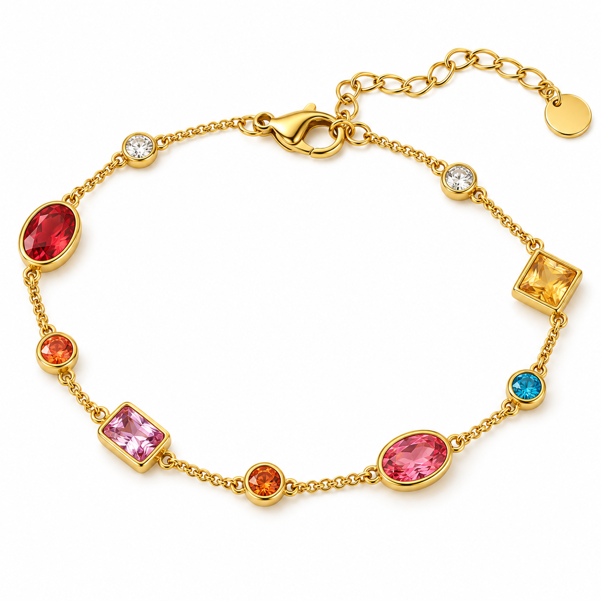 Bracelet en acier avec zircons colorés - BR109