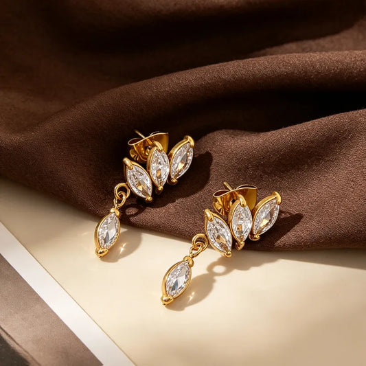 Ohrhänger aus Stahl und Gold mit Zirkonia – EA768