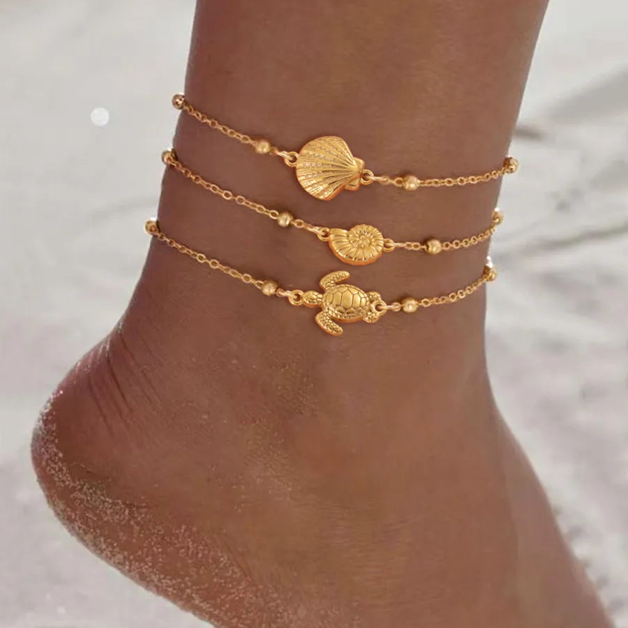 Βραχιόλι ποδιού ατσάλινο με χελώνα - AN085