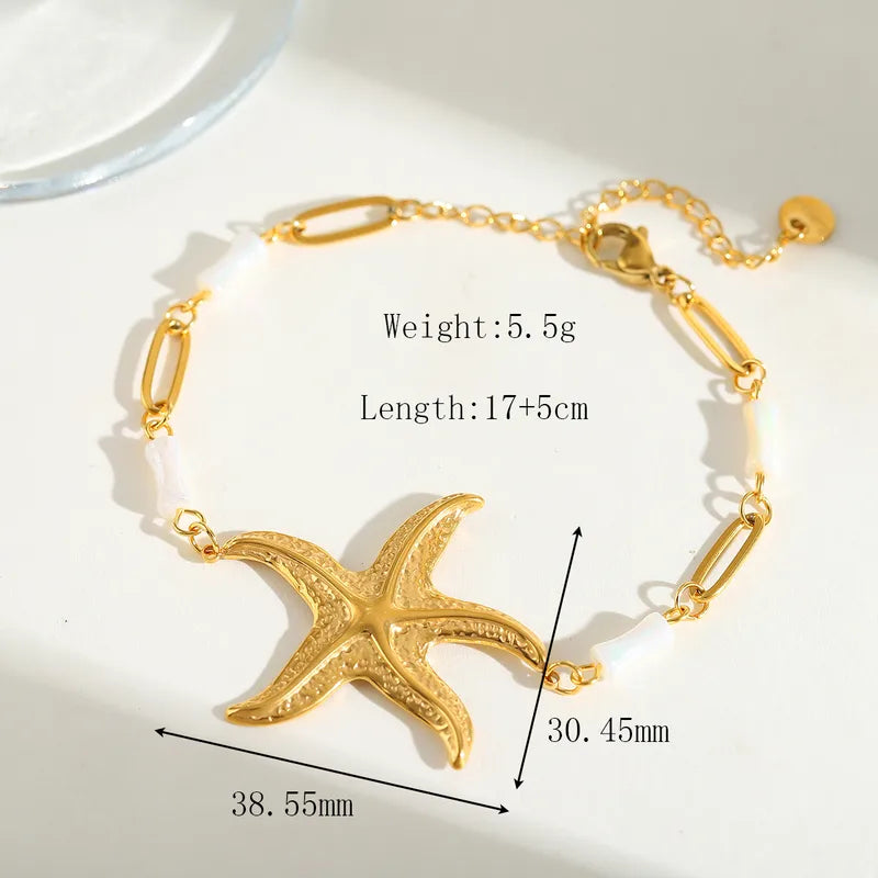 Βραχιόλι επιχρυσωμένο ατσάλι με μεγάλο αστερία-BR393