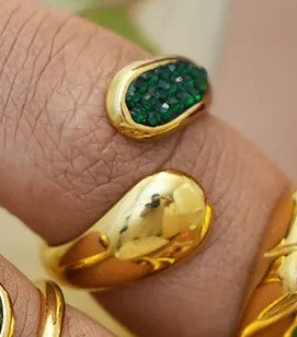 Δαχτυλίδι επιχρυσωμένο ατσάλι με πράσινο zircon-R277