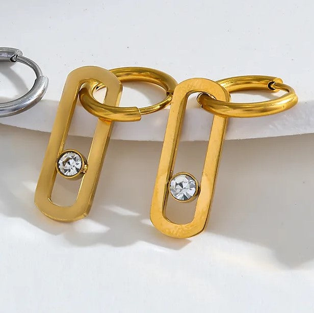 Cercei cerc din oțel auriu cu zircon-EA120