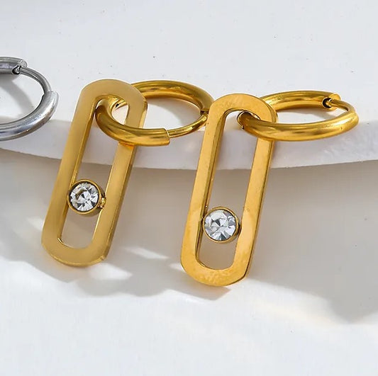 Cercei cerc din oțel auriu cu zircon-EA120