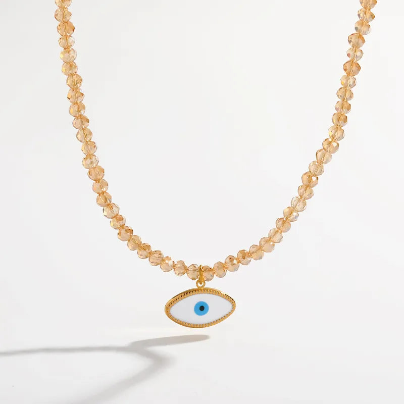Collier avec perles de saumon et étoile de mer en acier - NE434