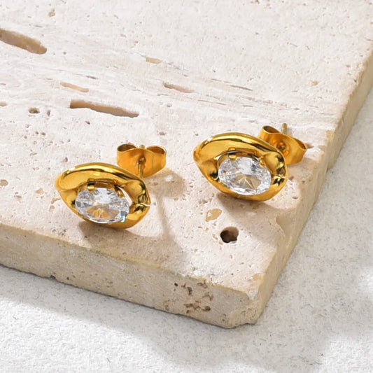 Σκουλαρίκια επιχρυσωμένο ατσάλι με zircon-EA605