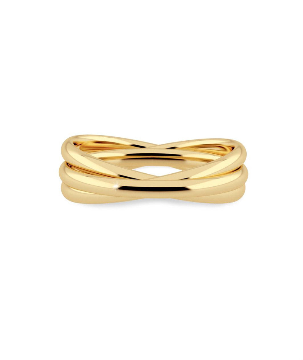 Triple gold steel ring-R044