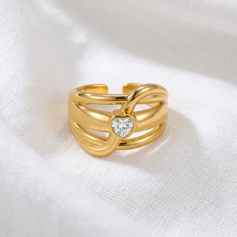 Bague triple acier doré - R372