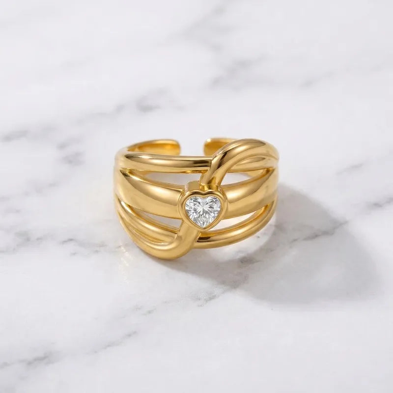 Bague triple acier doré - R372