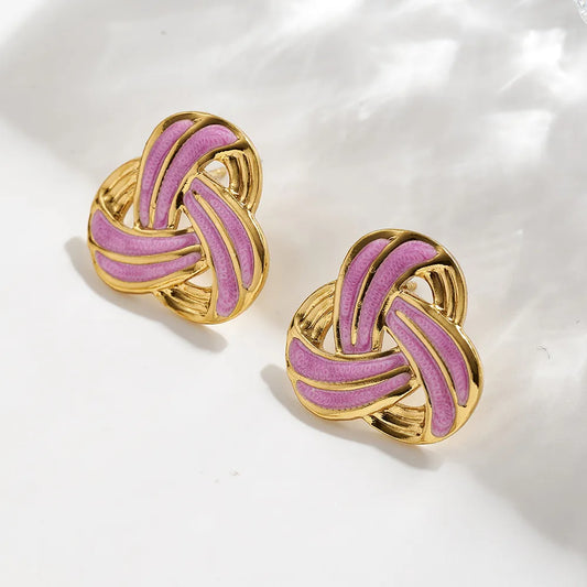 Σκουλαρίκια ατσάλι και λιλά-EA140