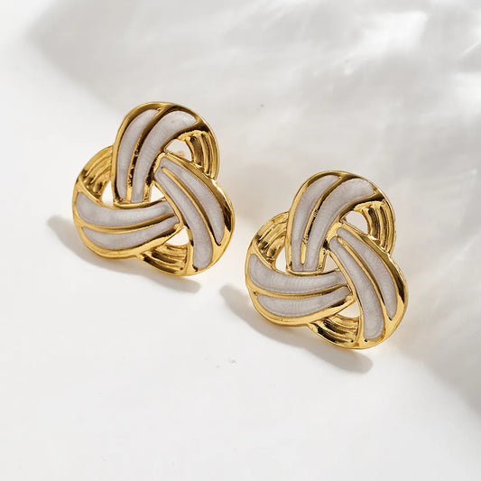 Cercei din oțel și alb-EA250