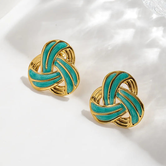 Cercei din oțel și turcoaz-EA257