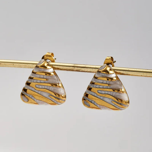 Σκουλαρίκια επιχρυσωμένο ατσάλι τρίγωνα-EA583