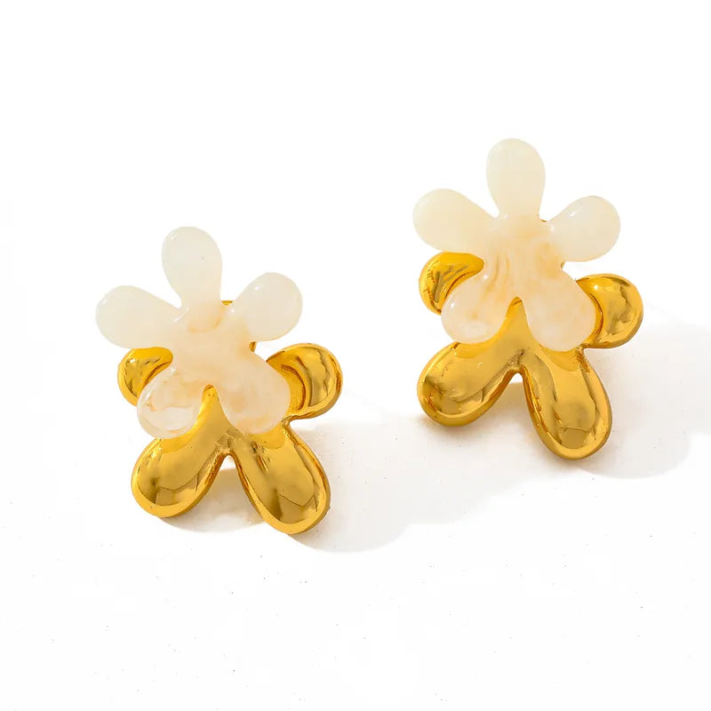 Earrings Gold Plated Flower with resin-EA285