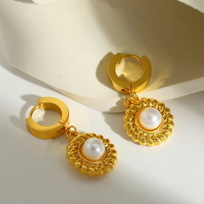 *Σκουλαρίκια επιχρυσωμένο ατσάλι με πέρλα-EA064