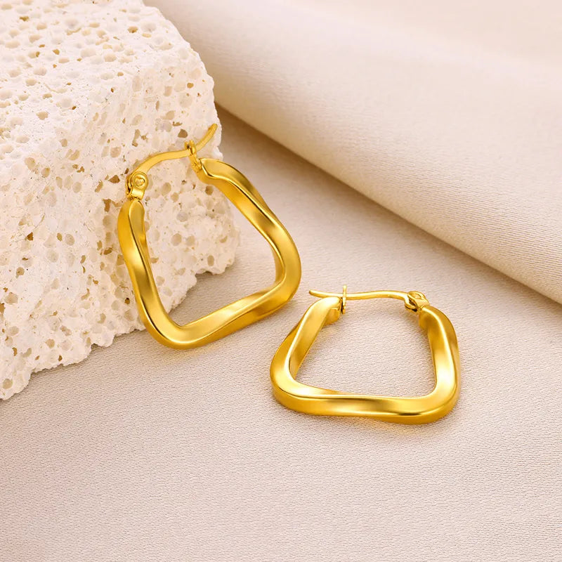 * Cercei cerc pătrați din oțel-EA277