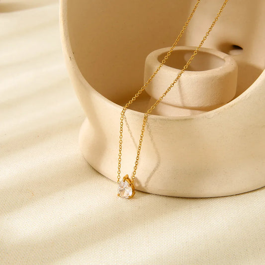 Κολιέ επιχρυσωμένο ατσάλι με δάκρυ zircon-NE173