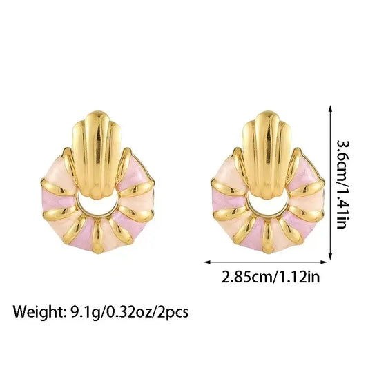 Σκουλαρίκια επιχρυσωμένο ατσάλι ροζ-EA262