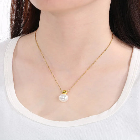 Orecchini da collana set acciaio dorato con perle-set009