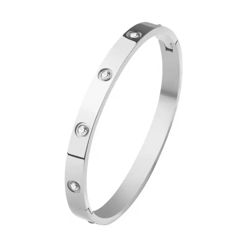 Pulsera de esposas de acero con pedrería - BR175