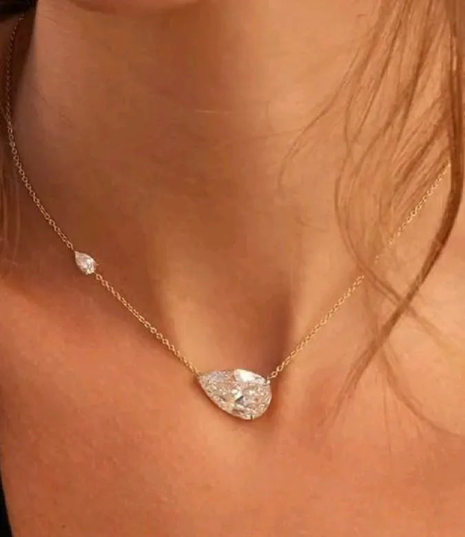 Κολιέ επιχρυσωμένο ατσάλι με μεγάλο και μικρό zircon-NE459