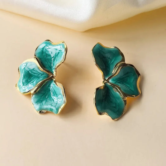 Pendientes estrella de mar de acero con piedras azules- EA681