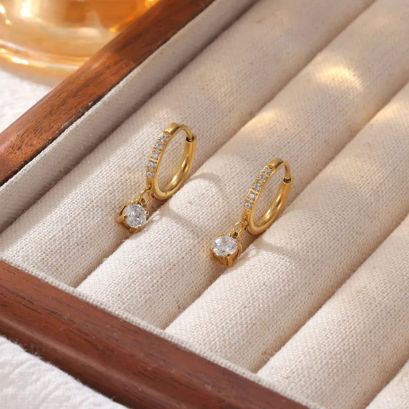 Σκουλαρίκια επιχρυσωμένο ατσάλι με zircon-EA404