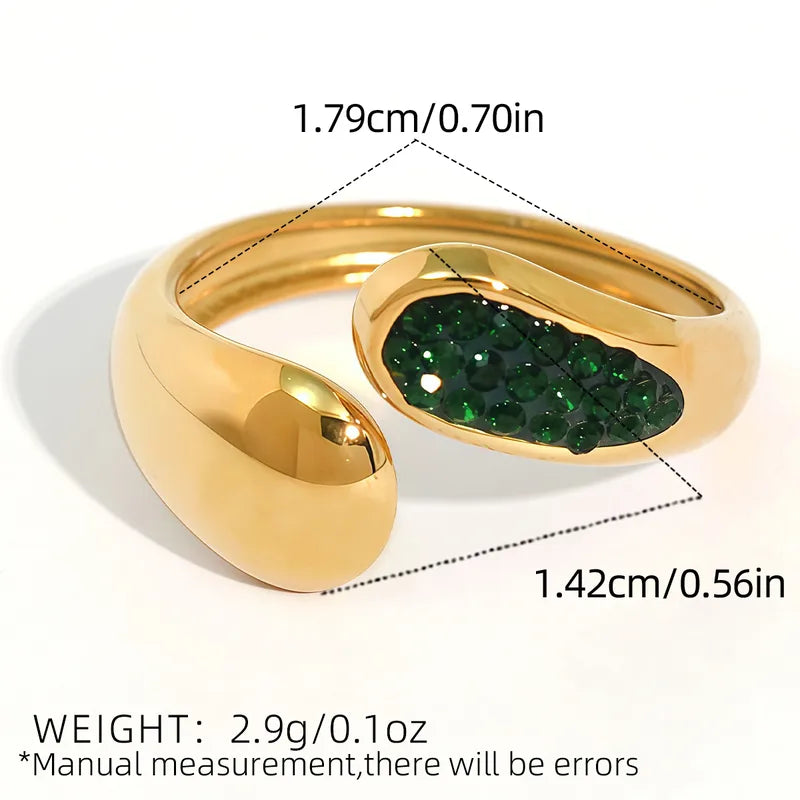 Δαχτυλίδι επιχρυσωμένο ατσάλι με πράσινο zircon-R277