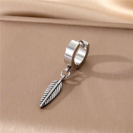 *Cercel unic otel foita argintie 1 bucata -EA029