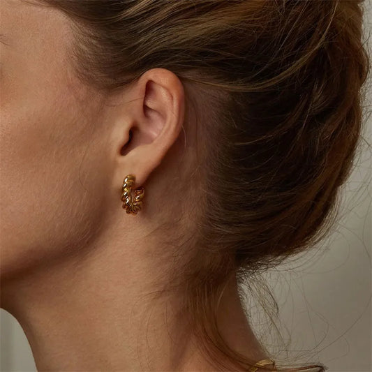 Cercei simpli cu cerc răsucit din oțel-EA453