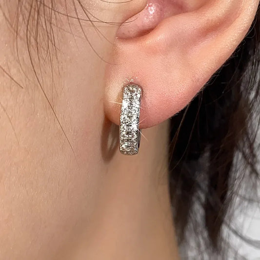 Σκουλαρίκια ατσάλι κρίκοι με zircon-EA307