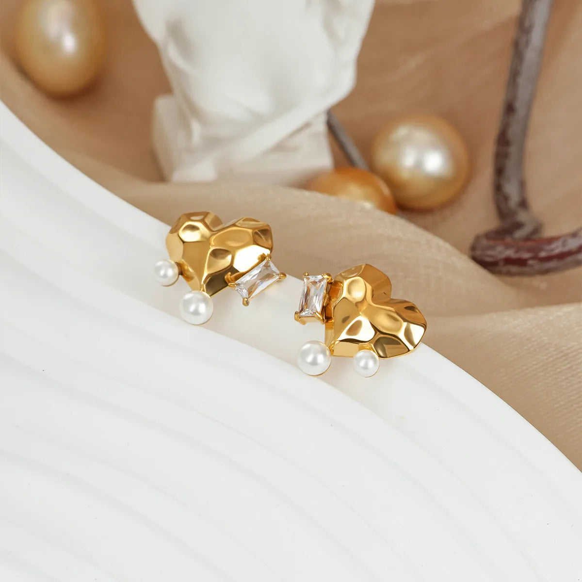 *Σκουλαρίκια ατσάλι με στρας και πέρλα-EA647