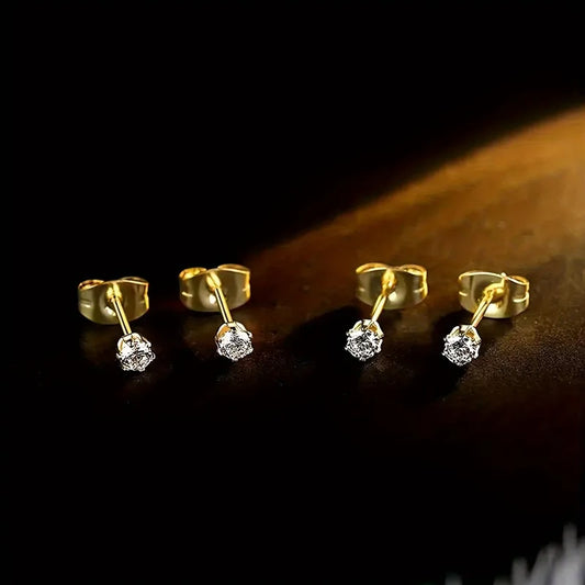 Σκουλαρίκια χρυσό ατσάλι με zircon-SET036