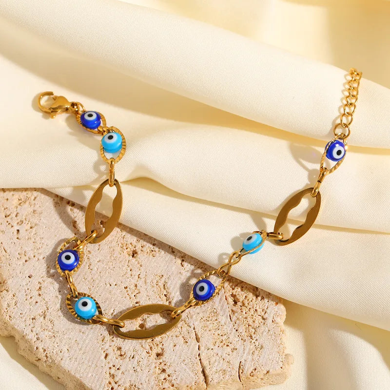 Steel Bracelet with Blue and Blue -B279 eyes