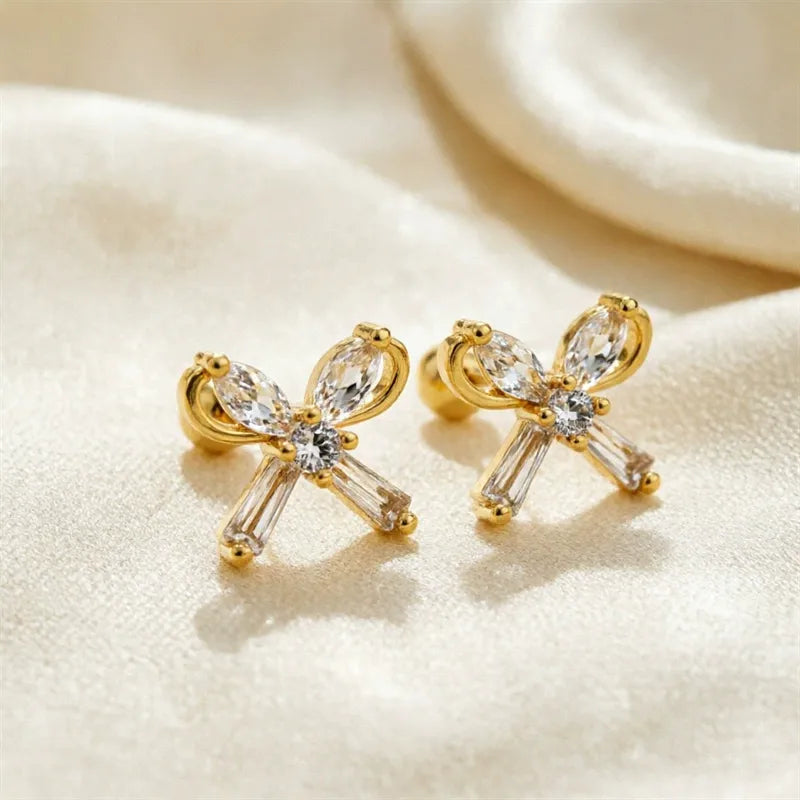 Boucles d'oreilles triple créoles acier doré- EA649