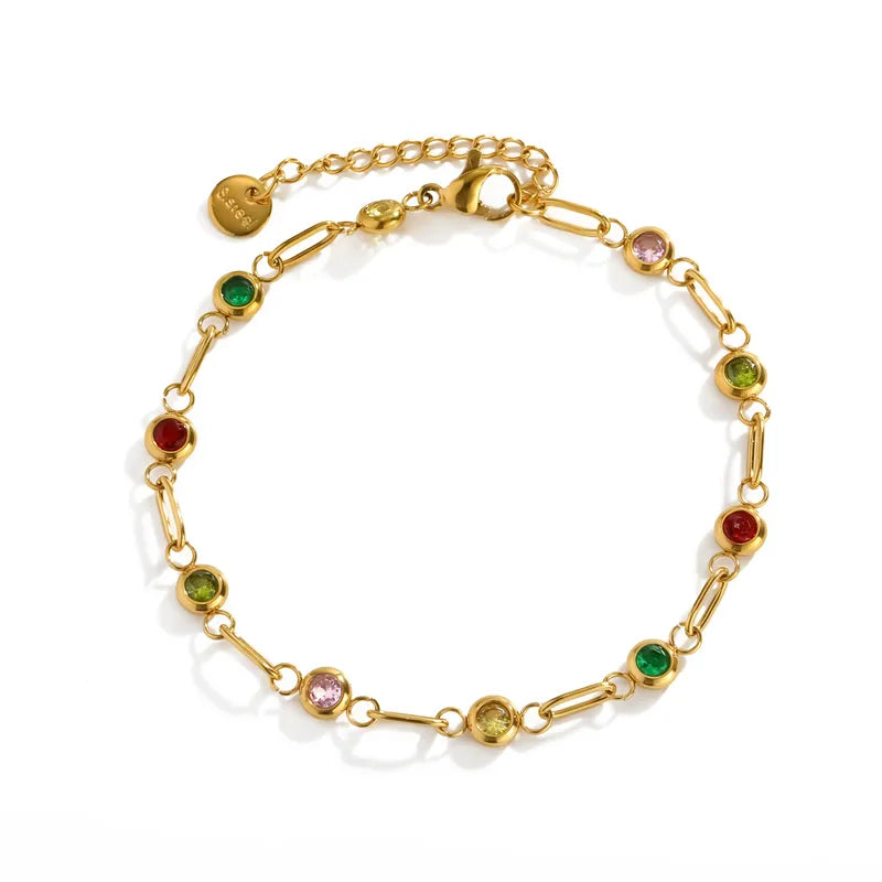 Steel bracelet with white flowers - BR255