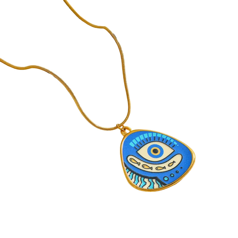 *Colier din otel cu ochi si pesti-NE063