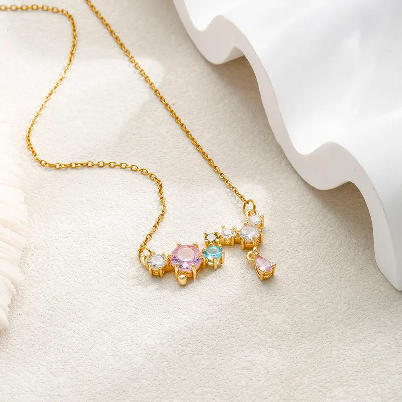 Steel necklace with colorful zircons - NE172