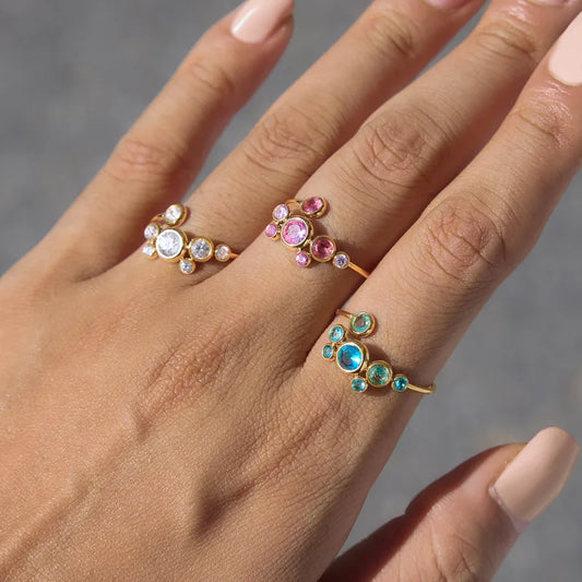 Blue zircon steel ring - R091