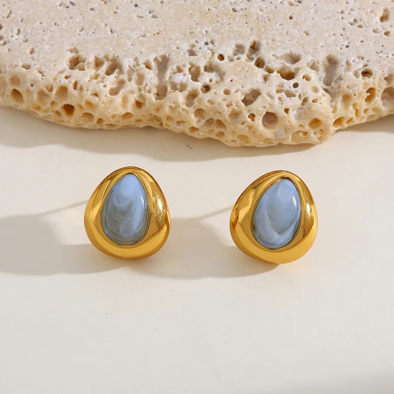 Earrings gilded steel with blue-ea142
