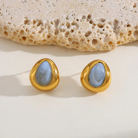 Earrings gilded steel with blue-ea142