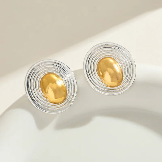 Earrings gilded steel oval in silver oval-ea048